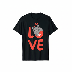 T-shirt da uomo Rhino Love, 100% cotone, manica corta, casual, regalo di San Valentino per il fidanzato, S-3XL, vestibilità regolare, stampa cartoon - Product Image 1