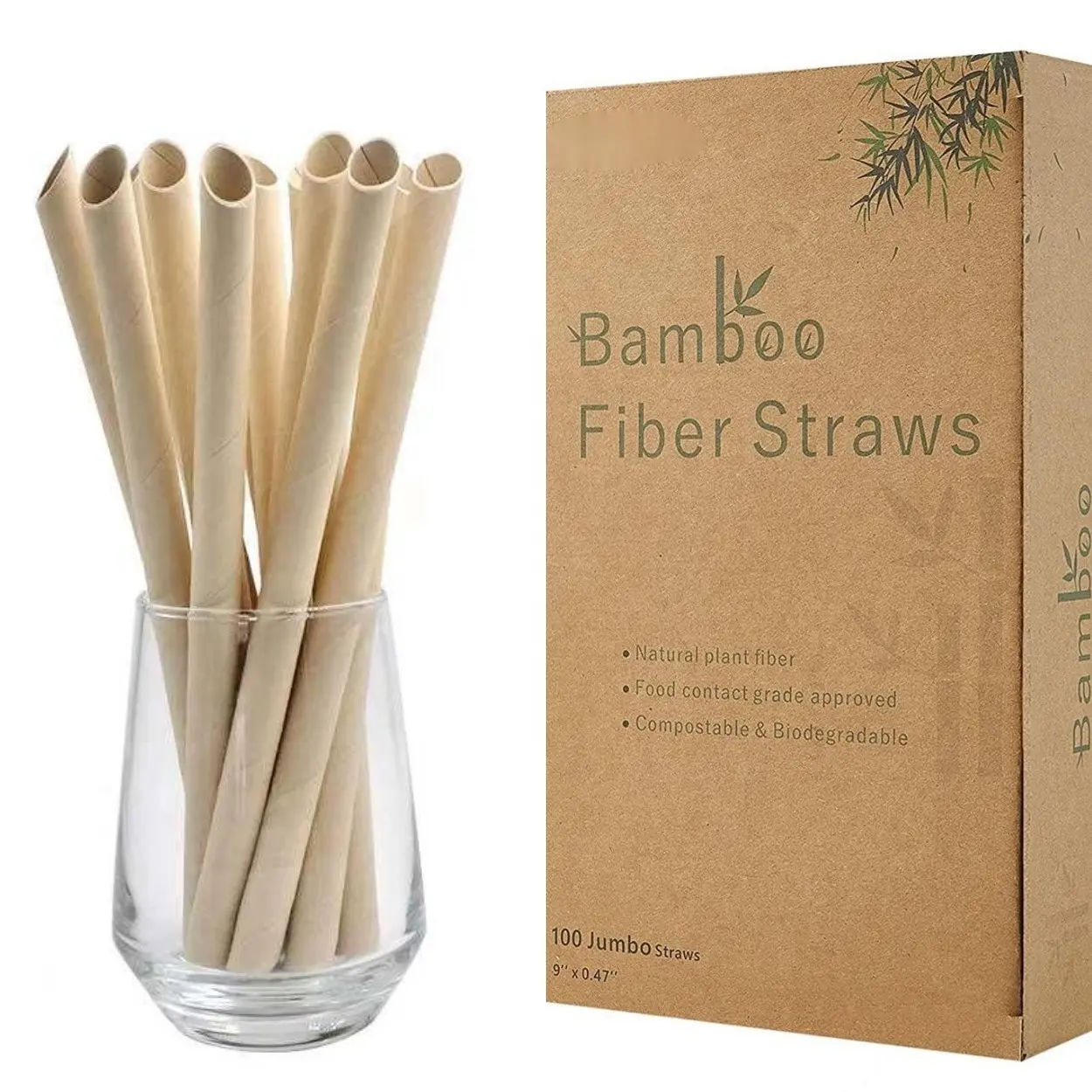 Eco-friendly descartável quente frio bebendo palha Natural bambu fibra palha