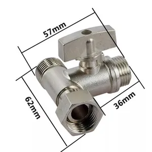 Connecteur Type t en laiton plaqué pour robinet d'eau, 2/1/2 ''BSP mâle-femelle robinet à bille à Joint ample