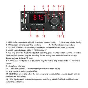 DC5-25V 2 * 50W MP3 Decoder Board Audio Amplifier Board support MP3/ USB/ TF/ LINE IN/ FM/ BT Remote Control - Product Image 2
