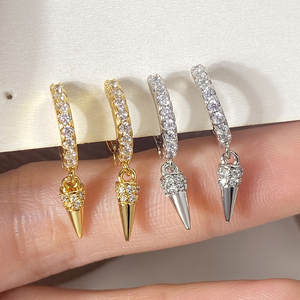 Bling Jewelry Classic CZ Teardrop Hoop <b>Earrings</b> <b>Rhodium</b> Plated Brass Copper for Women Gift - Product Image 2