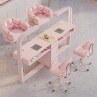 Tables doubles modernes pour salon de manucure, mobilier de salon de beauté, fournitures de nail art, bureau de manucure