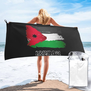 Toalla de <span class=keywords><strong>playa</strong></span> de microfibra con bandera de Jordania, Toalla de baño de acuarela, manta absorbente de secado rápido sin arena - Product Image 1
