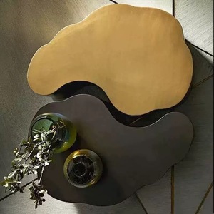 Mesa de centro de <span class=keywords><strong>Metal</strong></span> inoxidable dorado de lujo de gama alta, mesa auxiliar decorativa de diseño de moda en la nube para sala de estar, entrada al hogar, comedor de Hotel - Product Image 6