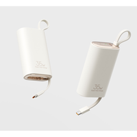Batterie externe Li-Polymère 10000mAh 22.5W avec câble Type-C intégré, charge rapide bidirectionnelle, affichage LCD de la batterie, charge rapide