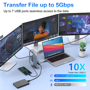 Station d'accueil verticale DisplayLink 16-en-1 rapide 5Gbps Ultra 4K triple affichage <span class=keywords><strong>5</strong></span> hubs USB pour étendre le stock d'écran - Product Image 4