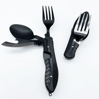 Bestseller Nouveau Couteau Fourchette Cuillère Pliant Multifonctionnel d'Extérieur Outil Portable pour Camping Randonnée en Matériau PP