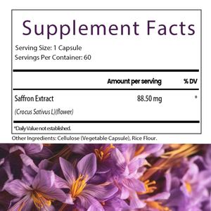 Capsules d'extrait de safran OEM ODM, soutient le système immunitaire et la santé des yeux, soutient l'énergie et la fonction métabolique, végétalien, sans OGM, sans gluten - Product Image 2