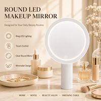 Espejo de Maquillaje LED Redondo al por Mayor con Interruptor Táctil, Base de Pedestal Cónico, Espejo de Tocador de Escritorio para Mesa de Maquillaje