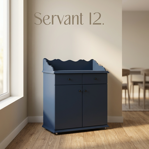 Blue Scalloped Living Room Cabinet <b>Sideboard</b> <b>Storage</b> Cupboard with Drawers and Doors - Product Image 3