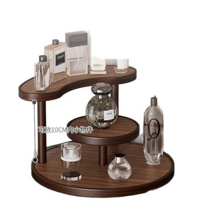 Support de rangement cosmétique à 2 niveaux, organisateur de maquillage en bois pour parfums, rouges à lèvres, produits de soin de la peau, support de bureau - Product Image 5