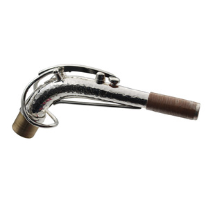 Saxophone alto en <span class=keywords><strong>cuivre</strong></span> phosphoreux plaqué argent martelé à la main avec col courbé et support renforcé, tenon de 24,5 mm, personnalisable - Product Image 6
