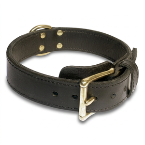 Collar clásico para perro de cuero de grano completo con resistencia superior de Divine International, proveedores profesionales de accesorios para mascotas - Product Image 1