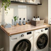 Étagère de comptoir anti-vibration en bois naturel 100 % pour lave-linge et sèche-linge à chargement frontal, organisateur pour buanderie domestique