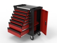 Chariot à outils industriel robuste à 7 tiroirs avec armoire latérale verrouillable sur roulettes