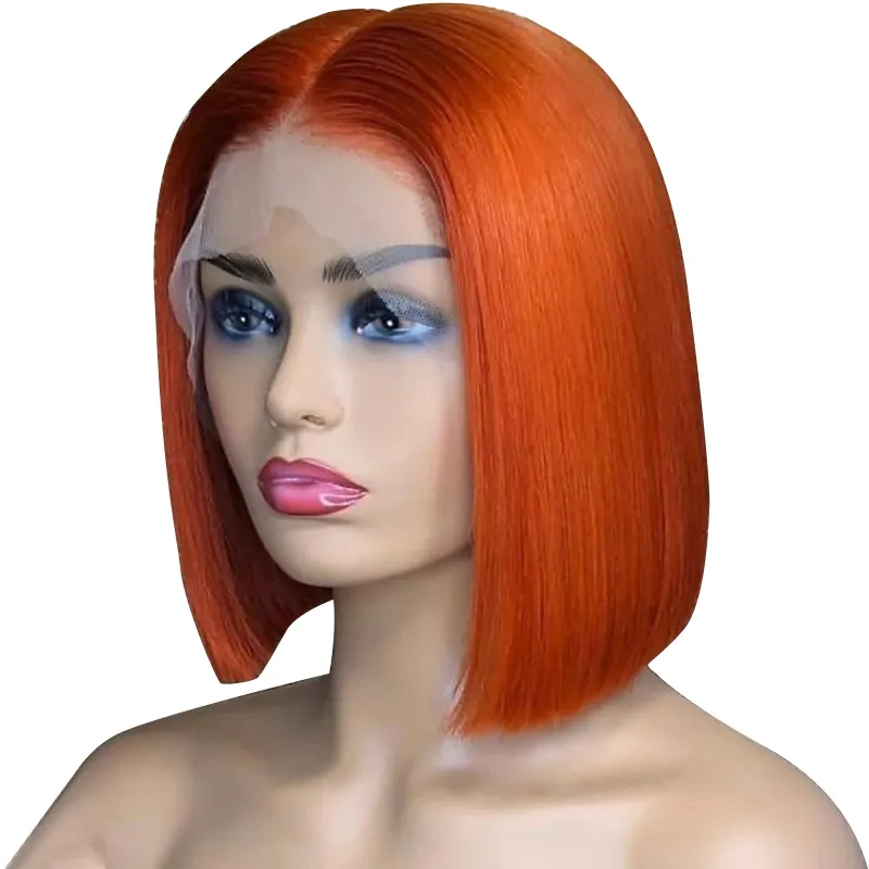 Goedkope Hot Selling Nieuwe Collectie 350 Gember Oranje Bob Wig13 X 4 Lace Frontale Steil Menselijk Haar Pruiken Voor Zwarte Vrouwen