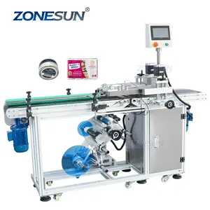 ZONESUN ZS-TB125 자동 컨테이너 상자 화장품 항아리 병 바닥 표면 라벨 기계 평면