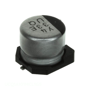 Condensador de Montaje Superficial Original CAP ALUM 100UF 20% 10V SMD UCQ1A101MCL1GS 100 uF - Product Image 1