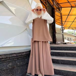 Conjunto <span class=keywords><strong>de</strong></span> Dos Piezas Islámico con Camisa <span class=keywords><strong>de</strong></span> Manga Larga y Vestido hasta la Rodilla, Ropa Musulmana para Mujer, Vestido Abaya - Product Image 2