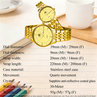 Montre de couple à quartz tendance 1929, bracelet en acier inoxydable, montre-bracelet pour amoureux, design classique minimaliste, montre pour homme et femme, étanche