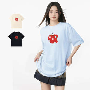 Camiseta holgada de manga corta para <span class=keywords><strong>mujer</strong></span> de <span class=keywords><strong>estilo</strong></span> japonés, <span class=keywords><strong>camisa</strong></span> básica de moda informal de verano, Camiseta corta de media manga de algodón puro inspirada - Product Image 1