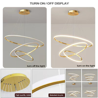 Lustre moderne en acrylique noir et or, design nordique, cercle décoratif, luminaire suspendu LED moderne pour salon, bar, chambre à coucher