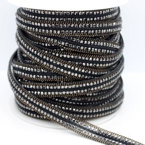 Prix <span class=keywords><strong>d</strong></span>'usine Bande de garniture thermocollante en maille de cristal avec motif chaîne en laiton et strass pour vêtements, chaussures, sacs, vente en gros - Product Image 5