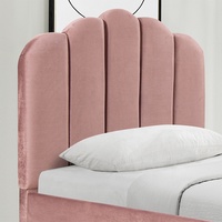 Lit Plateforme Simple Moderne Nordique Willsoon, Tissu Lin Rose, Pieds Acier, Tête de Lit Rembourrée Douce