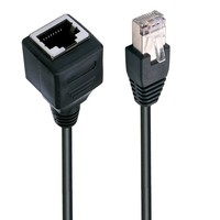 Cable de Extensión Ethernet Metabee Cat5e RJ45 de Cobre Sólido Blindado, Acoplador de Conector de Red 8P8C para Montaje en Panel con Alivio de Tensión, Negro
