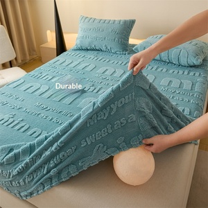 Drap-housse personnalisable en velours jacquard de classe <span class=keywords><strong>A</strong></span>, housse de lit antistatique en polyester, impression active pour hôtels et décoration intérieure, vente en gros - Product Image 3