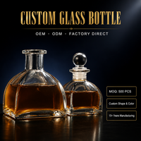 Flacon diffuseur d'arômes en verre transparent vide de 50 ml avec bouchon rond en verre, rechargeable, pour parfum d'intérieur, étiquette personnalisée, vente en gros