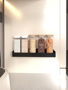 Metal Punch-Free Wall-Mounted Double Tier Magnetic Multi-Functional Kitchen Organizer <strong>Spice</strong> Storage <strong>Rack</strong> Minimalist Style <strong>for</strong> - Product Image 3
