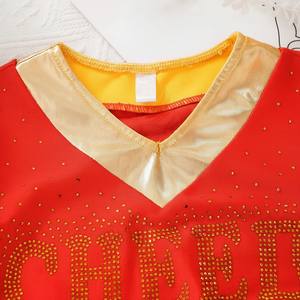 Ensemble d'uniformes de cheerleading personnalisés avec logo imprimé pour filles |   100% polyester, séchage rapide |   Service OEM/ODM de haute qualité pour les écoles - Product Image 1