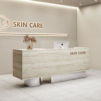 Bureau de réception en bois haut de gamme de luxe avec support cylindrique pour salon de beauté, magasin de vêtements, salon de coiffure, petite table de caisse ou de bar