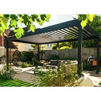 Pérgolas Retráctiles Iluminadas de Aluminio, Pérgola Bioclimática con Techo de Láminas, Estilo Personalizado, Gazebo Impermeable, Pérgola Motorizada para Patio