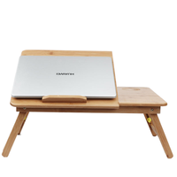 Vente en gros Bureau portable pliable en bambou pour ordinateur portable Support vertical en bois pour ordinateur portable Table réglable pour ordinateur portable