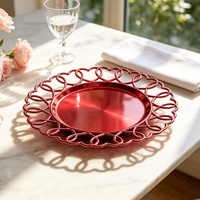 Assiettes de présentation en plastique Woju, électroplaquées rouges, pour dîner d'anniversaire, fête de la Saint-Valentin et décoration de table romantique
