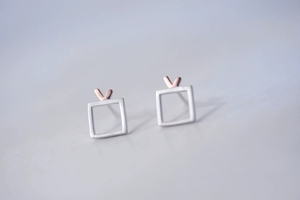 Boucles <span class=keywords><strong>d</strong></span>'oreilles clous en argent sterling 925 ED-JS11, style <span class=keywords><strong>antenne</strong></span> <span class=keywords><strong>TV</strong></span>, bicolores uniques, vente en gros, bijoux de mode pour femmes - Product Image 3