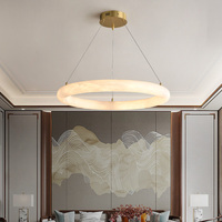 Cuir véritable Tenir Marbre Anneau Pendentif Lampe Décoratif Restaurant Bar Albâtre Pierre Lustre Lumière Grain Motif