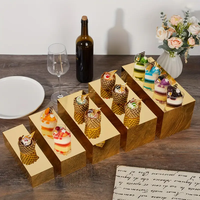 5 Stück Gold Acryl Rechteckige Display Riser Boxen Kuchen Dekorieren Zubehör für Catering Dessert Buffet Tisch Hochzeiten Partys