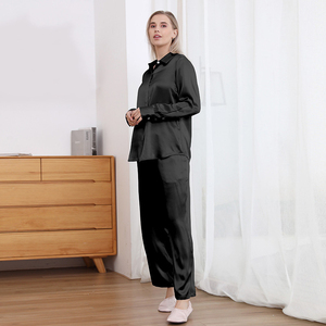 Estilo de moda 19mm 100% pijamas de diseñador de seda pura para mujer conjunto de pijama de seda de morera de manga larga - Product Image 3