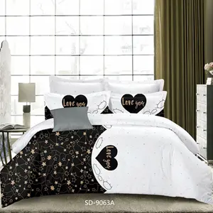 थोक मूल्य Confortable 4Pcs बिस्तर शीट स्टार और चंद्रमा डिजाइन प्रिंट 100% पॉलिएस्टर बिस्तर सेट