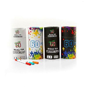 Vente directe par le fabricant, ensemble de stylos pinceaux à eau à double pointe de 60 couleurs, marqueur artistique pour le dessin dans un tube en papier - Product Image 6