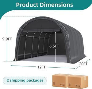 Abri de voiture 12x20FT robuste et portable en acier galvanisé, au design moderne en arche, avec protection anti-neige, abri de stockage extérieur pour voitures et camions - Product Image 6