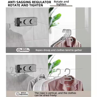 SANIPRO ligne de linge de séchage en acier inoxydable murale sans poinçon Double corde à linge rétractable pour suspendre les vêtements