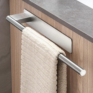 Toallero individual de acero adhesivo, toallero de pared para baño, Agujero no perforado, toallero de acero inoxidable, toallero de baño - Product Image 1