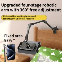 Support de téléphone pliable et réglable, rotation à 360°, bras métallique, pince de fixation, support de bureau et de lit pour tablette