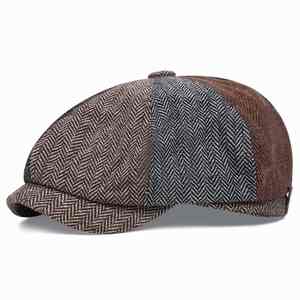 Casquette plate vintage en tweed, style gavroche, 8 panneaux, sport décontracté, toutes saisons, unisexe, pour hommes, vente en gros - Product Image 6