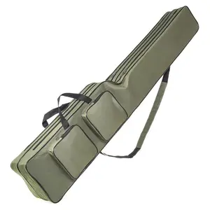 Two Layer 130cm Adjustable Strap Polyester Foldable Outdoor Fishing Rod Bag