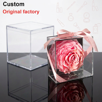 Boîte en Acrylique Carrée Personnalisée, Petite Boîte de Rangement Transparente, Conteneur à Bonbons, Organisateur de Cadeaux avec Couvercle, Boîte de Présentation Transparente pour Rose Éternelle
